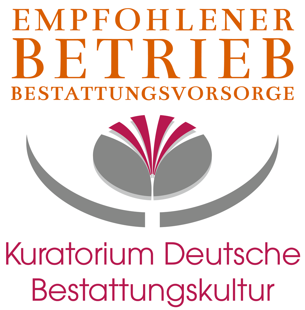 Logo von Vogt & Kamp Bestattungen Düsseldorf: EMPFOHLENER BETRIEB BESTATTUNGSVORSORGE, Buchsymbol, Kuratorium Deutsche Bestattungskultur.
